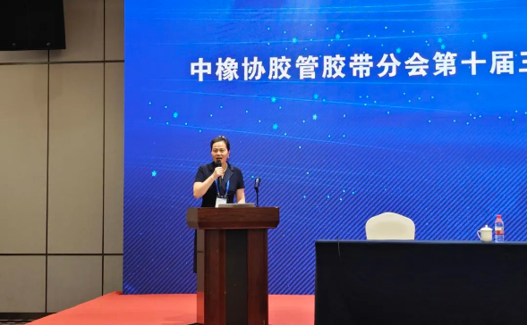 10月18日的論壇上，19名專家、學者、企業(yè)家從近些年中國經(jīng)濟發(fā)展的趨勢，膠管膠帶發(fā)展變化，數(shù)字化的改革，技術的變革等進行了交流。三力士股份有限公司董事長吳瓊瑛主持了此次會議，并就“三力士數(shù)智化發(fā)展之路”作了專題報告，詳細介紹了公司在數(shù)字化建設方面的取得的成就和發(fā)展方向。