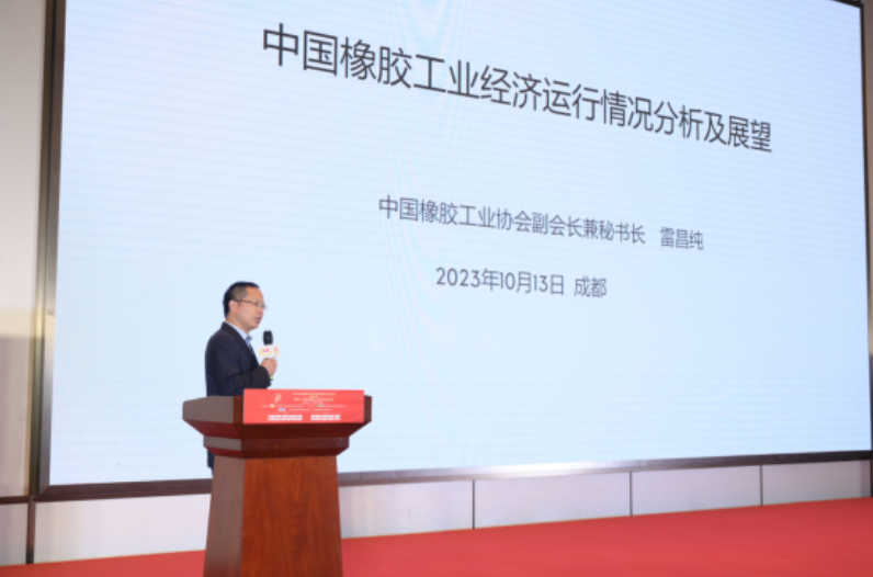 在會(huì)議上，中國橡膠工業(yè)協(xié)會(huì)副會(huì)長兼秘書長雷昌純進(jìn)行了“中國橡膠工業(yè)經(jīng)濟(jì)運(yùn)行狀況分析及展望”的報(bào)告，詳細(xì)解讀了中國橡膠工業(yè)各個(gè)產(chǎn)業(yè)的現(xiàn)狀和相關(guān)政策。此外，中國汽車工業(yè)協(xié)會(huì)副秘書長陳士華通過視頻報(bào)告詳細(xì)介紹了中國汽車工業(yè)的經(jīng)濟(jì)運(yùn)行狀況。