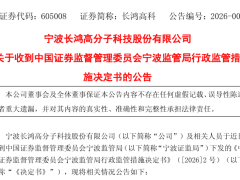 長(zhǎng)鴻高科及三高管遭監(jiān)管追責(zé)